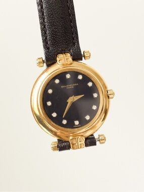 Vintage Balenciaga Black and Gold Vintage Women's Watch